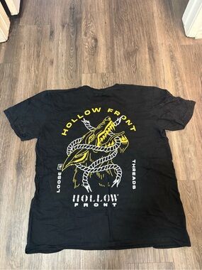 Metal Band Tee- HOLLOW FRONT T-Shirt with Yellow & White Hollow Front Graphic